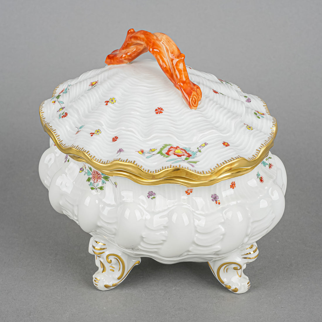 MEISSEN Swan Service Indian Flower Branch Covered Box