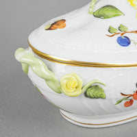 HEREND Fruits & Flowers Oval Lidded Dish - Lemon Knob