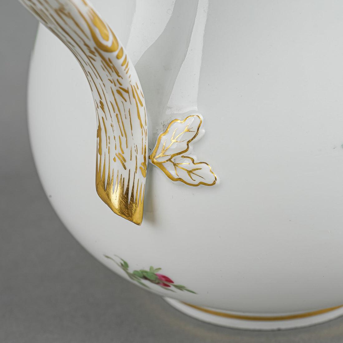 MEISSEN Cream & Covered Sugar Hand Painted Floral,Embossed Basketweave