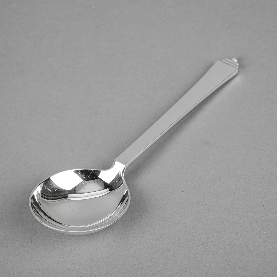 GEORG JENSEN Pyramid Sterling Cream Soup Spoons Set of 4