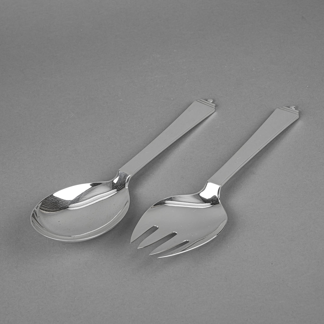 GEORG JENSEN Pyramid Sterling Salad Servers 2 Pcs