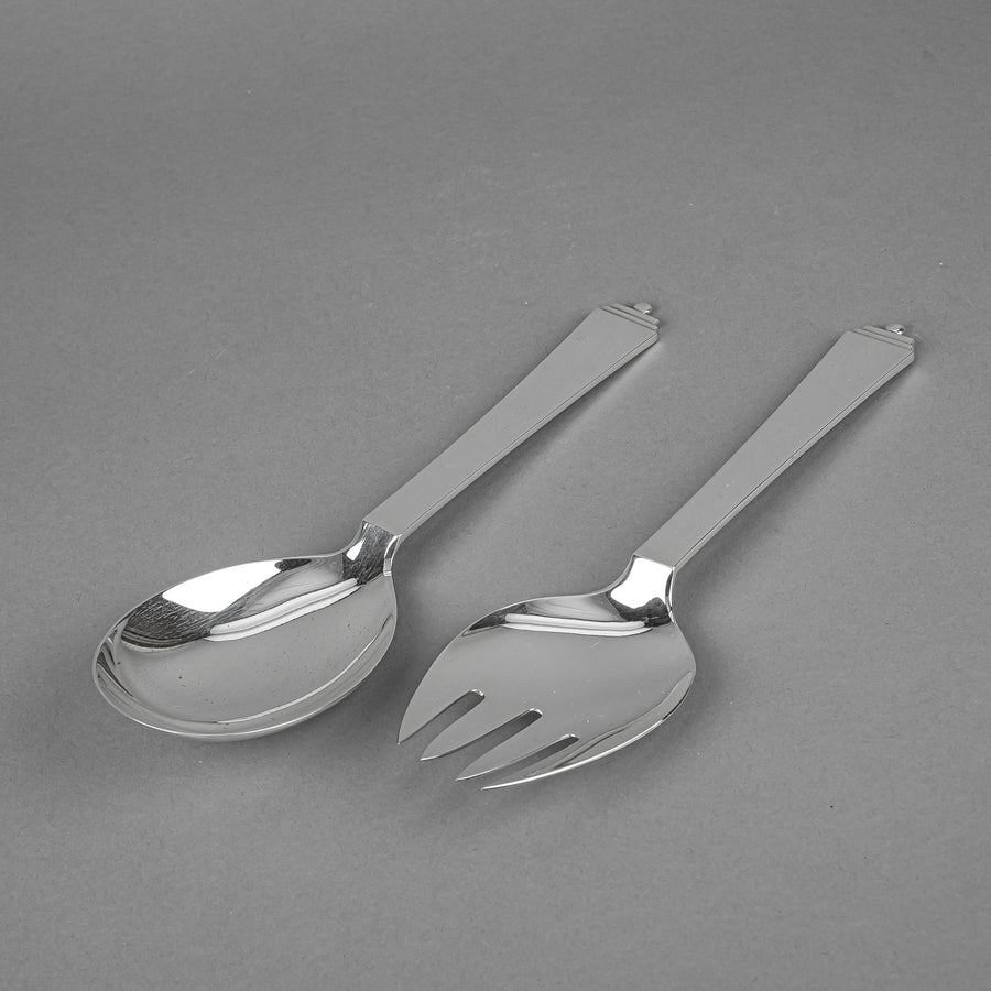 GEORG JENSEN Pyramid Sterling Salad Servers 2 Pcs