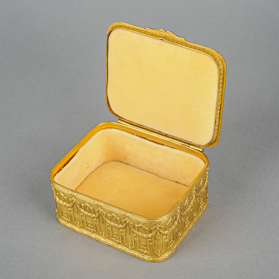 French Enamelled & Embossed/Bas Relief Bronze Box