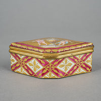 SEVRES Asselin Hand Painted Porcelain Trinket/Pill Box Diamond Shape