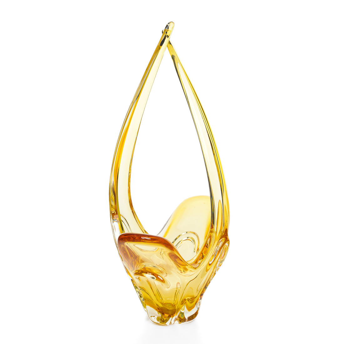 Vintage Chalet Style Free Form Art Glass Basket