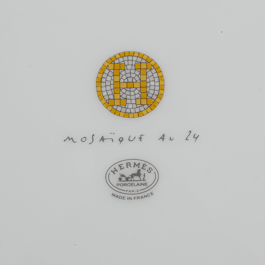 HERMES Mosaique Au 24 Gold Dessert Plate Set Of 5 D8.25"