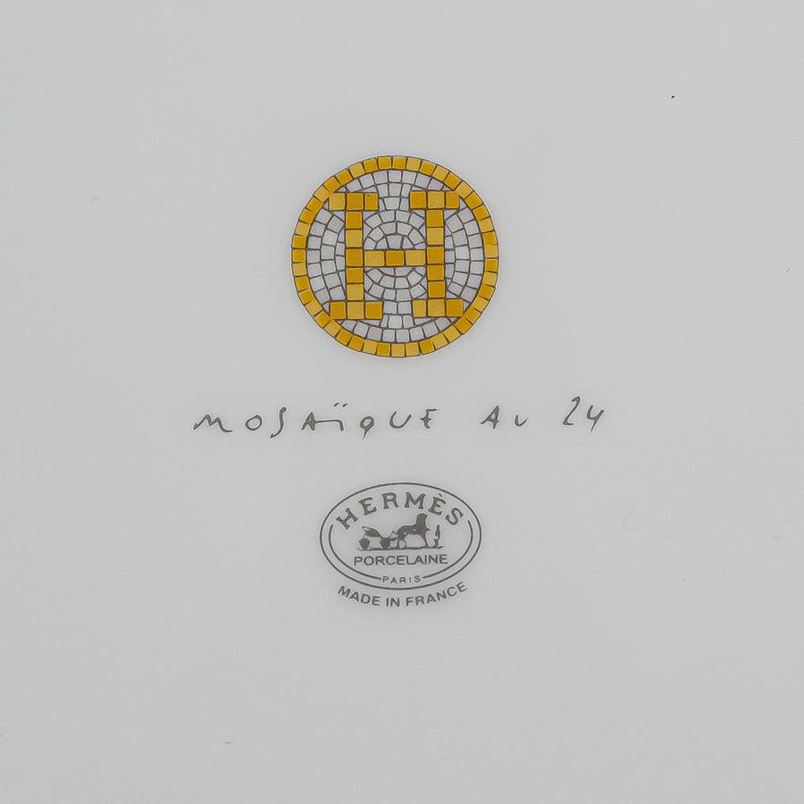 HERMES Mosaique Au 24 Gold Dessert Plate Set Of 5 D8.25"