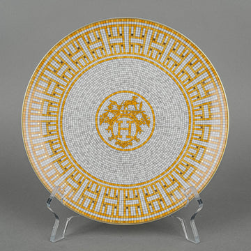 HERMES Mosaique Au 24 Gold Dessert Plate Set/4 D8.25"