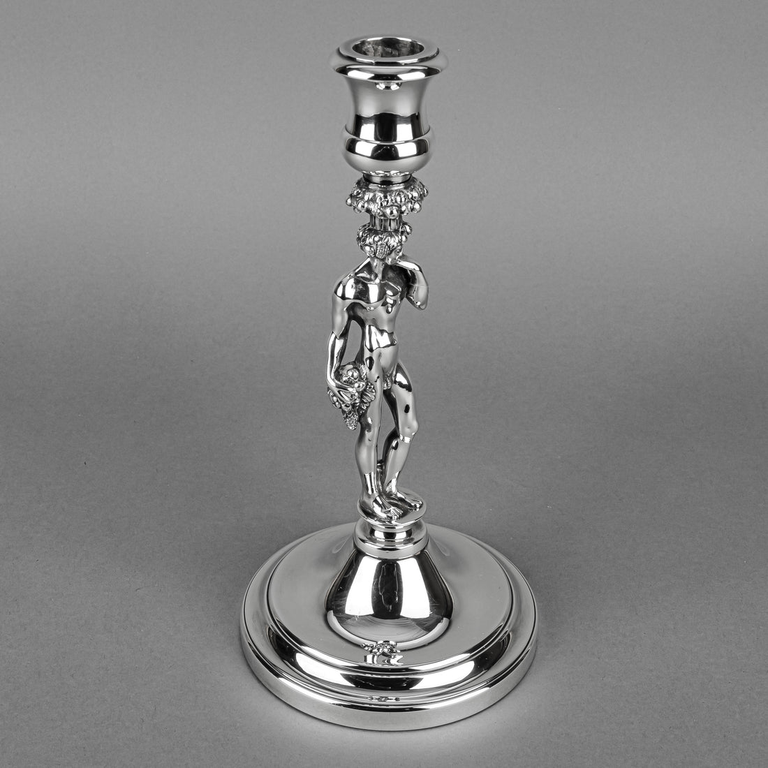 CHRISTOFLE Bacchus Silverplate Candlesticks And Pedestal Bowl 3 Pieces