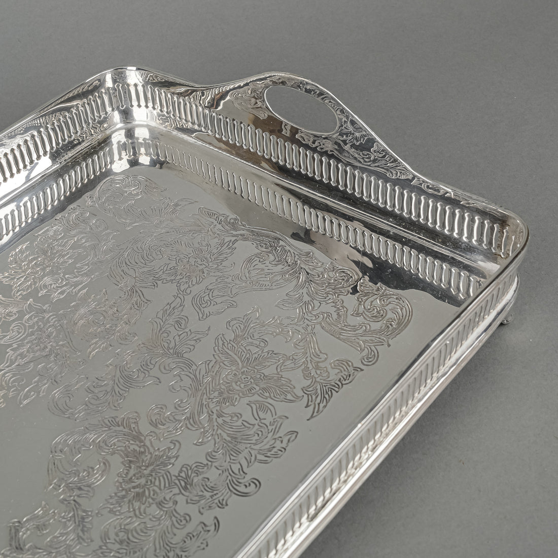 GODINGER Silverplate Footed Gallery Tray