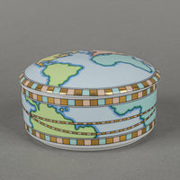 TIFFANY & CO World Map Blue Round Covered Trinket Box