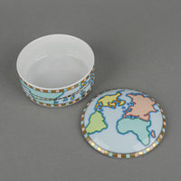 TIFFANY & CO World Map Blue Round Covered Trinket Box