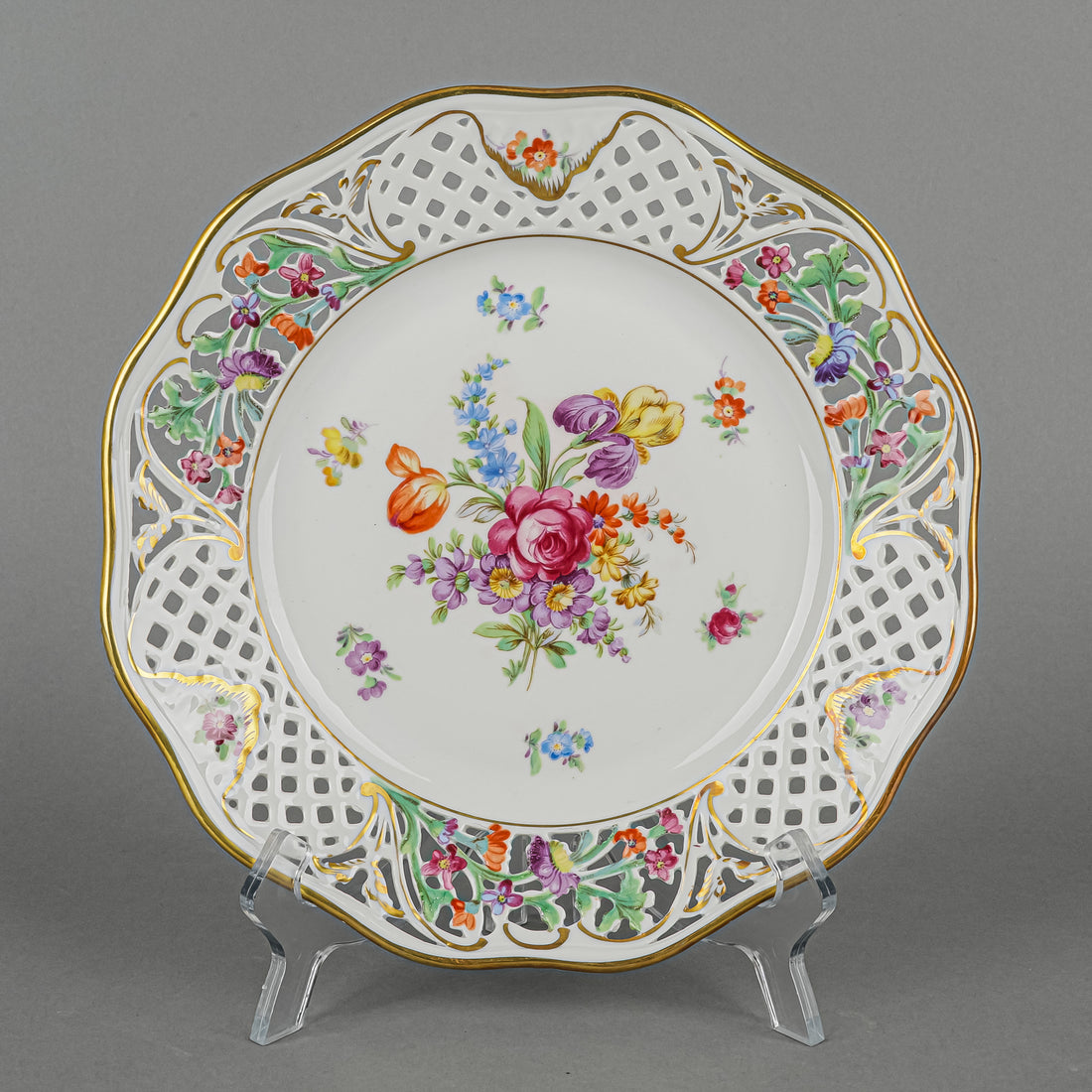 SCHUMANN Dresden Line Pierced Luncheon Plates Set of 4