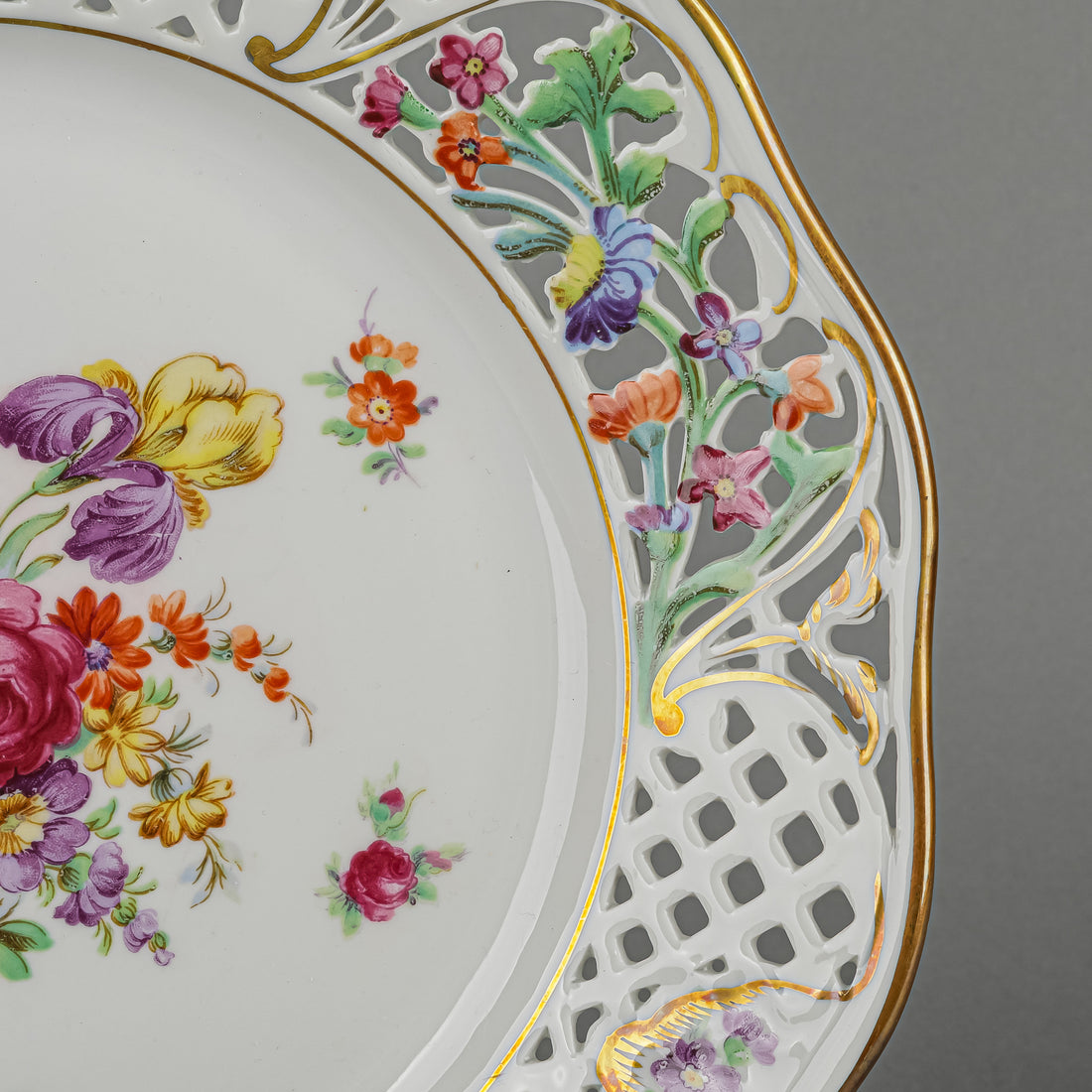 SCHUMANN Dresden Line Pierced Luncheon Plates Set of 4