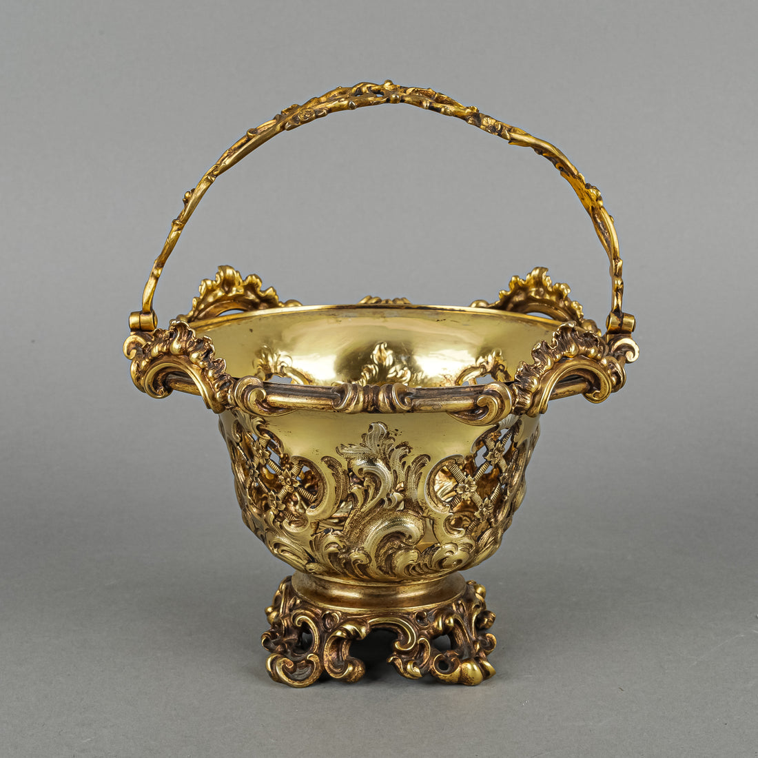 E.J.&W. BARNARD Gilt Sterling Footed Open Work Basket