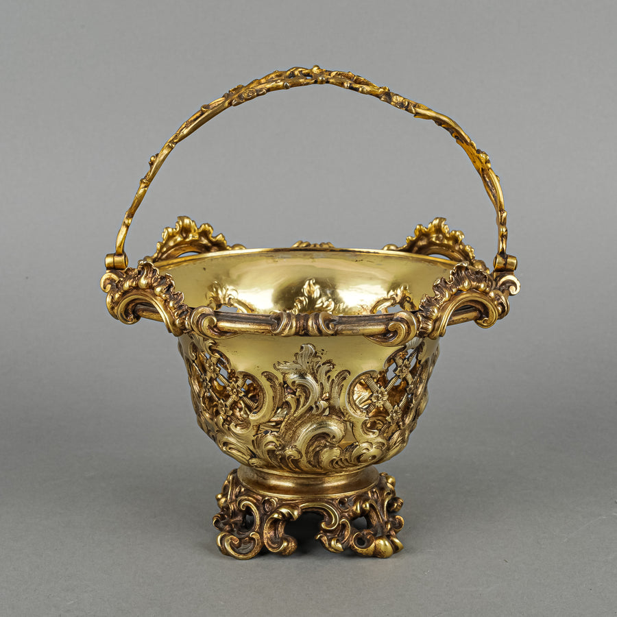 E.J.&W. BARNARD Gilt Sterling Footed Open Work Basket