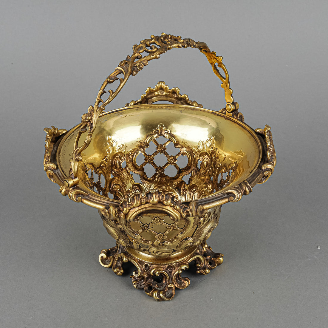 E.J.&W. BARNARD Gilt Sterling Footed Open Work Basket