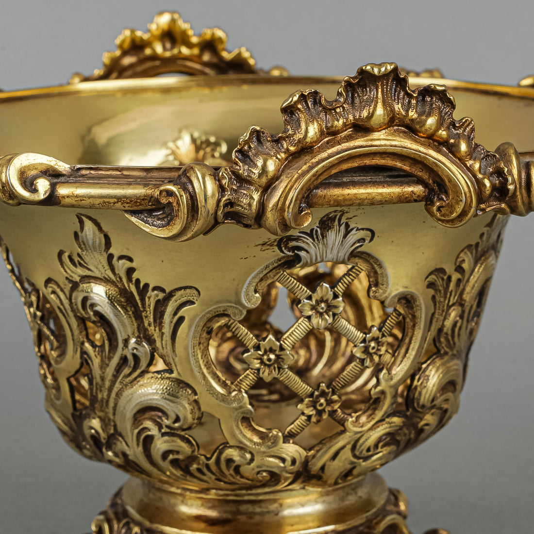 E.J.&W. BARNARD Gilt Sterling Footed Open Work Basket