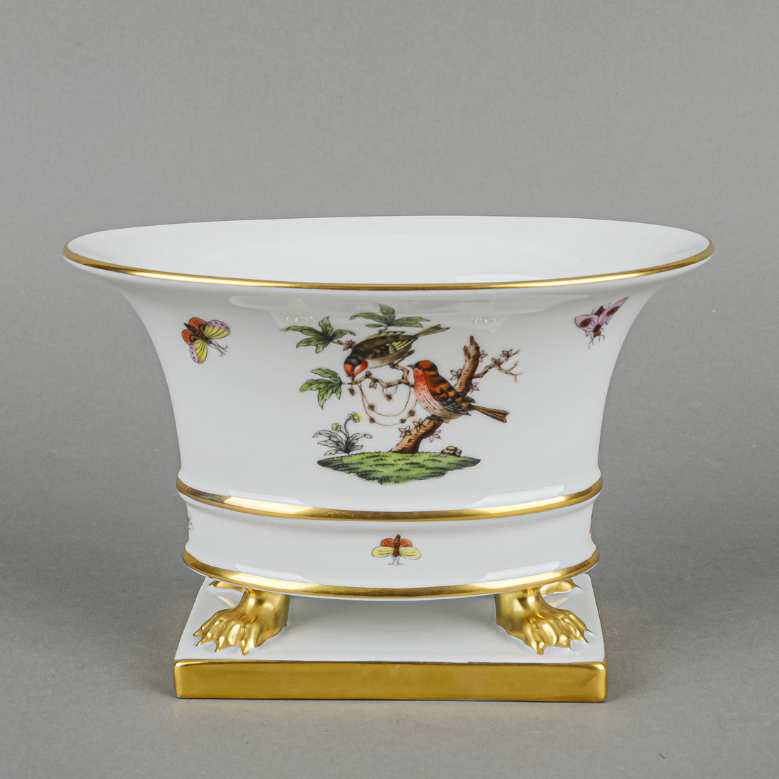 HEREND Rothchild Bird Oval Empire Vase 6456