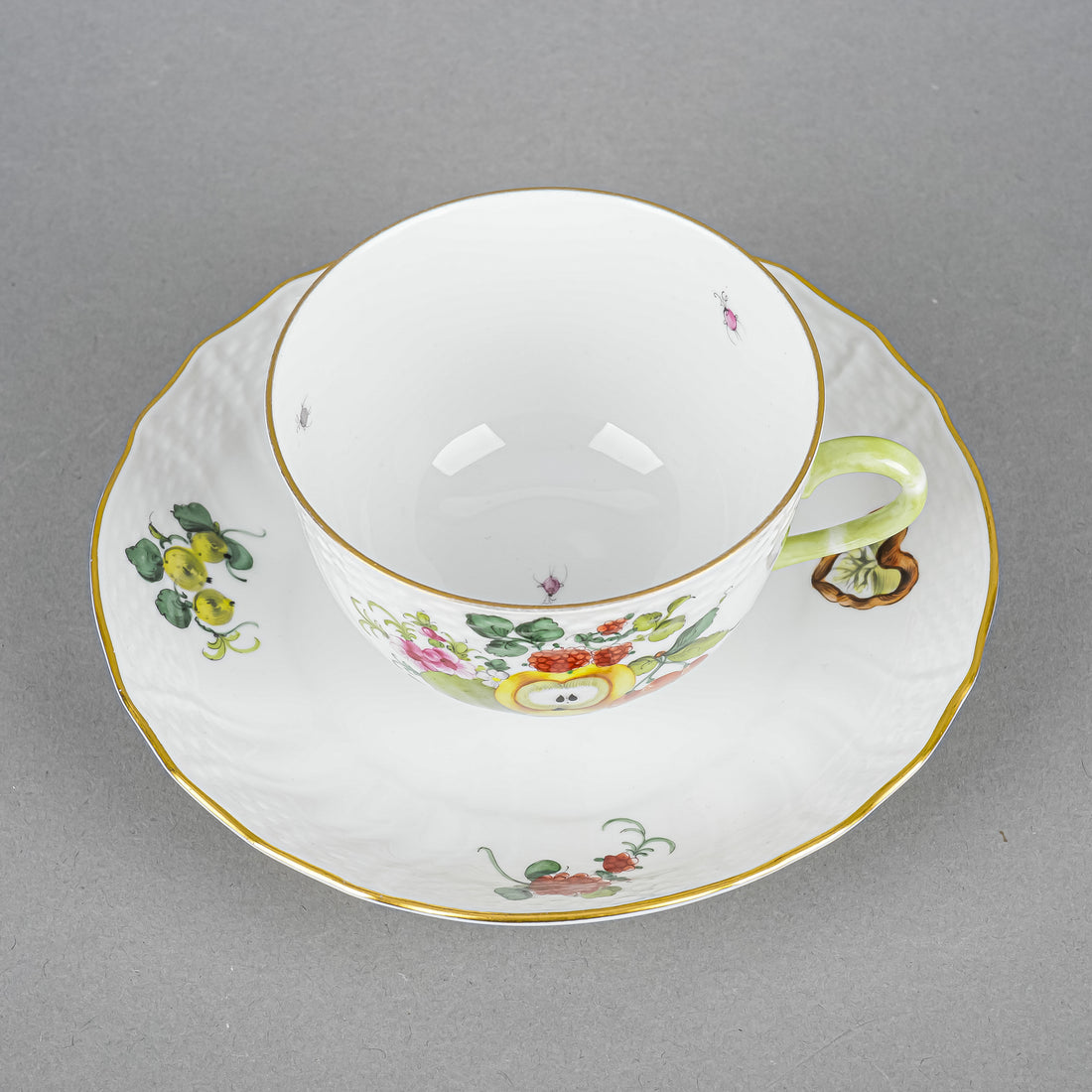 HEREND Fruits & Flowers Cup & Saucer