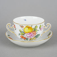HEREND Fruits & Flowers Cream Soup & Saucer