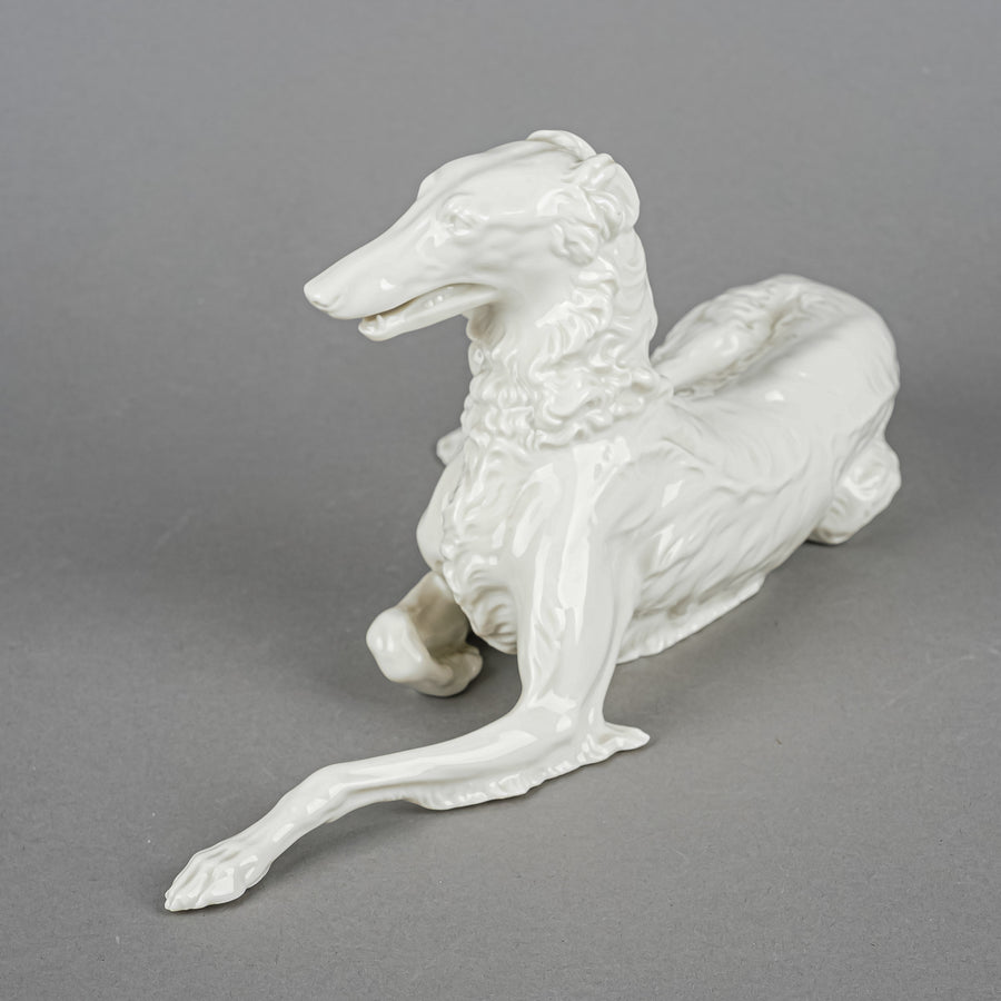 THEODOR KARNER For Nymphenburg Figurine Lying Borzoi Dog 438