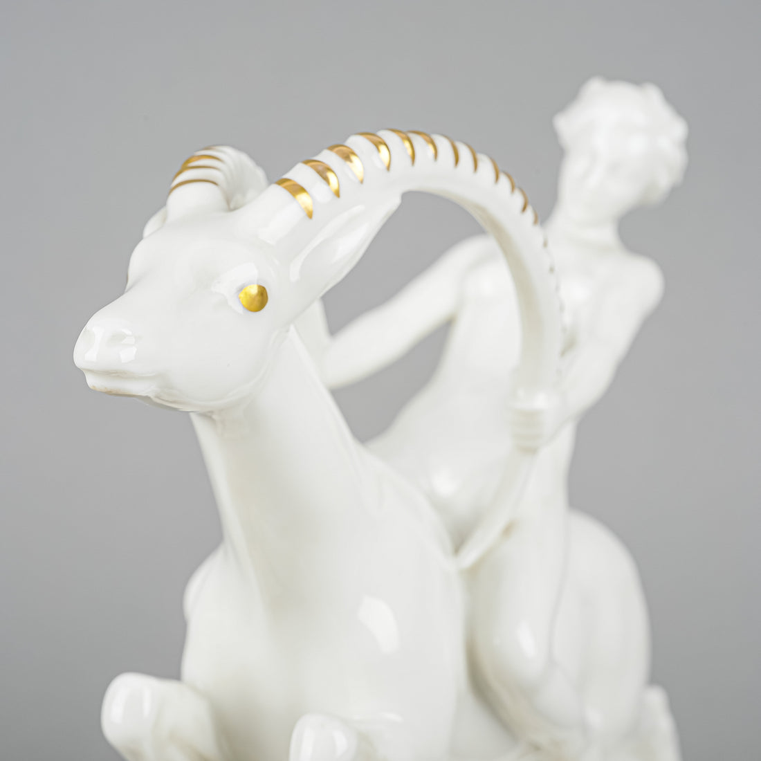 HUTSCHENREUTHER Figurine Art Deco Woman Riding Gazelle