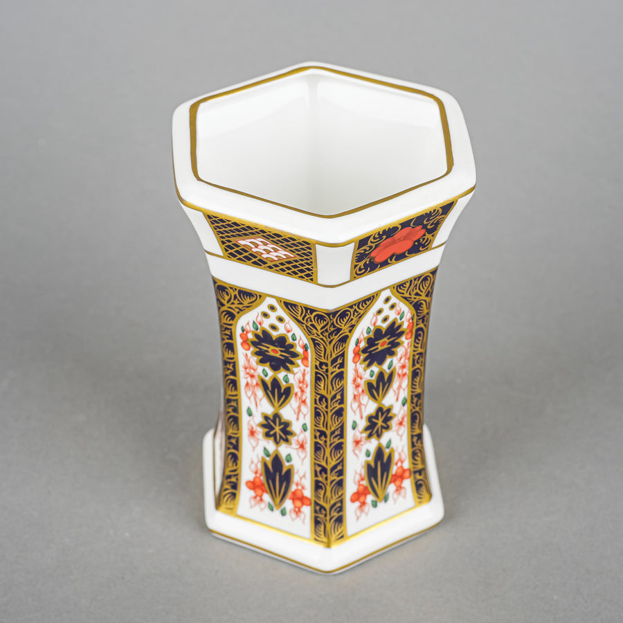 ROYAL CROWN DERBY Old Imari 1128 Hexagonal Vase