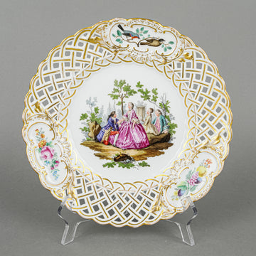 MEISSEN Hand Painted Figures Pierced Plate