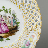 MEISSEN Hand Painted Figures Pierced Plate