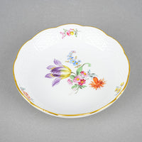 MEISSEN Cup & Saucer Hand Painted Floral, Embossed Basketweave Large