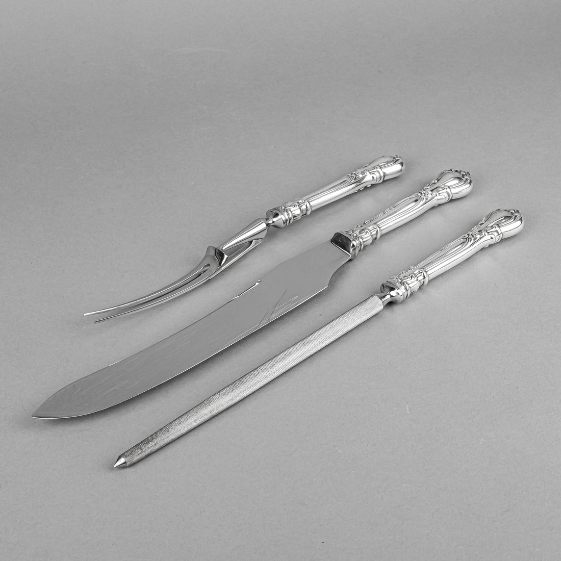 BIRKS Chantilly Sterling Handle Stainless Steel Carving Set 3pcs