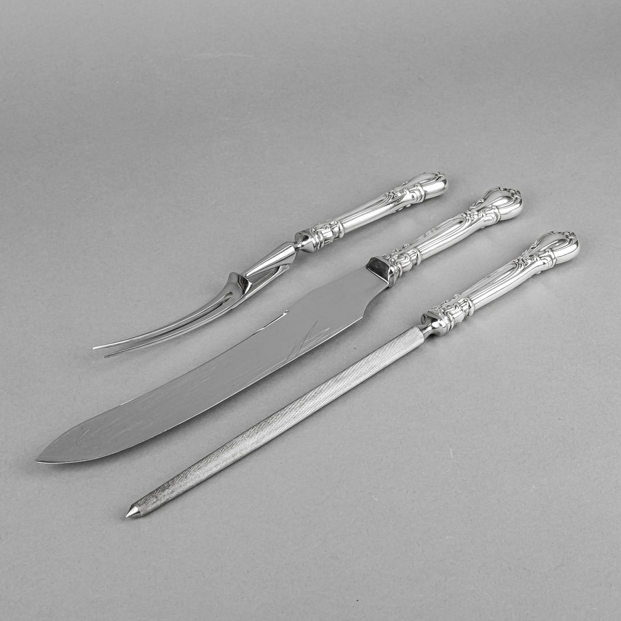 BIRKS Chantilly Sterling Handle Stainless Steel Carving Set 3pcs
