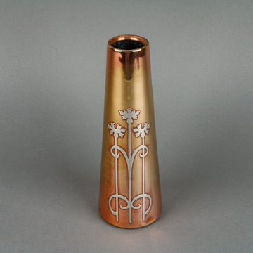 Art Nouveau Design Sterling Silver on Bronze Vase