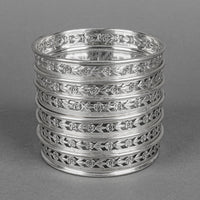 BIRKS STERLING 925 Silver Rim Crystal Coasters Set of 6