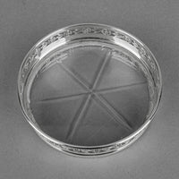 BIRKS STERLING 925 Silver Rim Crystal Coasters Set Of 7