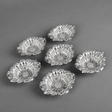 RODEN BROS 925 Sterling Flower Nut Dishes/Ashtrays Set of 6