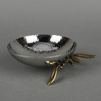 MICHAEL ARAM Olive Branch Nut Bowl - Hammered Stainless Steel