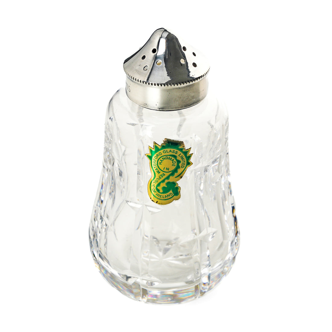 WATERFORD CRYSTAL Cut Crystal Shakers With Silverplate Tops Set Of 2