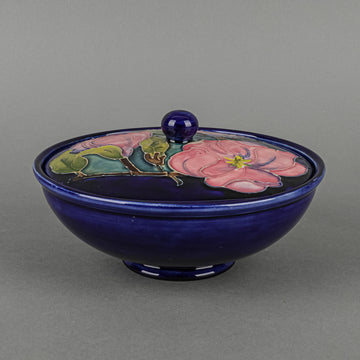 MOORCROFT Magnolia Blue Ground Lidded Bowl
