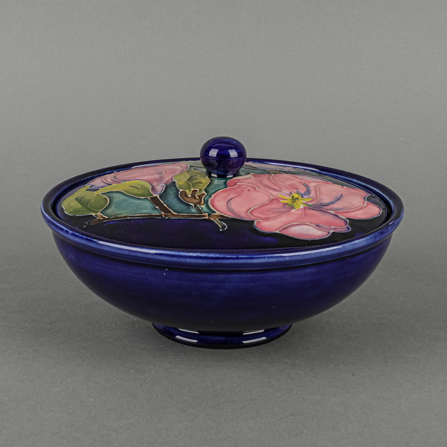 MOORCROFT Magnolia Blue Ground Lidded Bowl