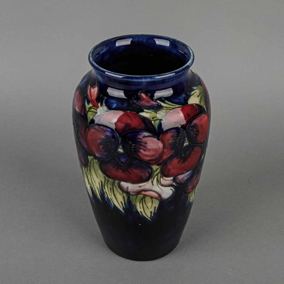 MOORCROFT Pansy Blue Ground Vase