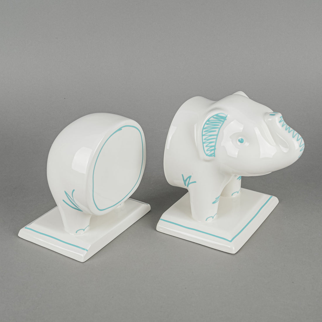 TIFFANY & CO Baby Elephant Ceramic Bookends Set/2