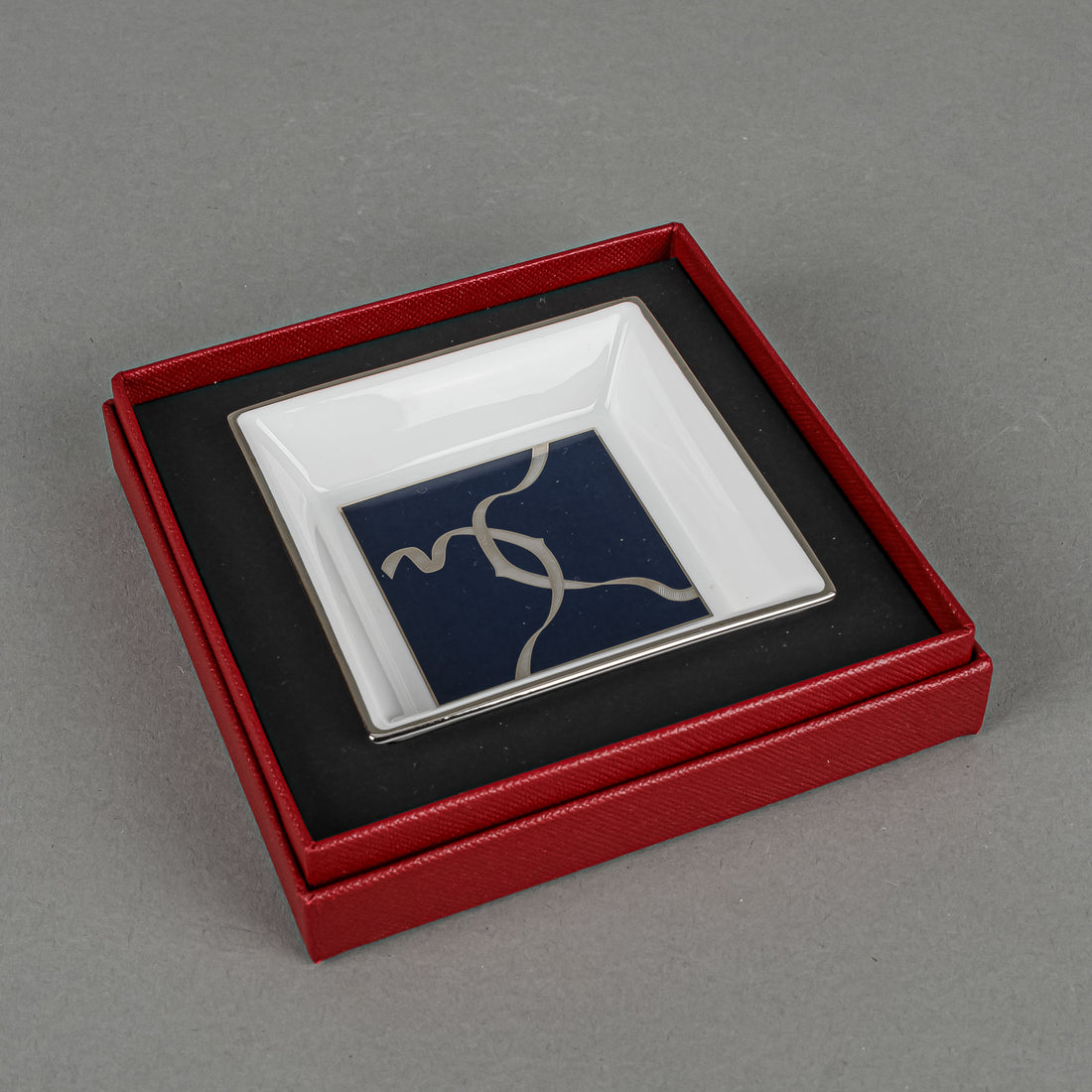 CARTIER Ribbon Blue Square Trinket Dish