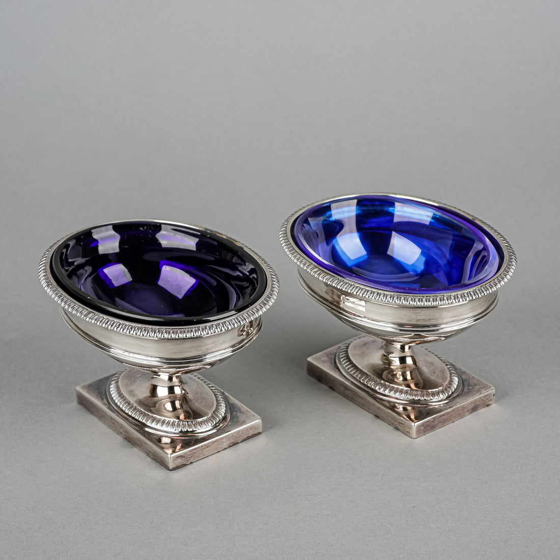 JOHN EDWARDS II Sterling Footed Salt Cellars w/Gold Wash Set of 2
