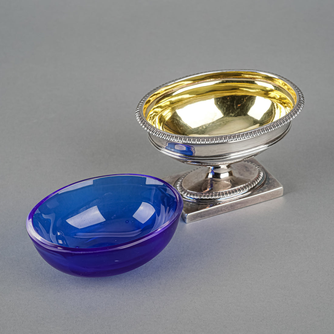 JOHN EDWARDS II Sterling Footed Salt Cellars w/Gold Wash Set of 2