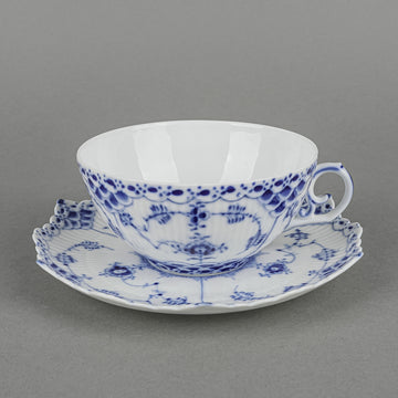 ROYAL COPENHAGEN Blue Fluted Full Lace Cup And Saucer 1/1130