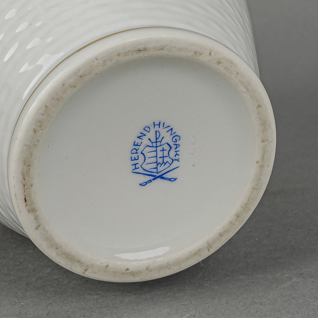 HEREND Hand Painted Floral Basketweave Baluster Vase