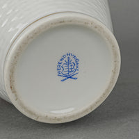 HEREND Hand Painted Floral Basketweave Baluster Vase