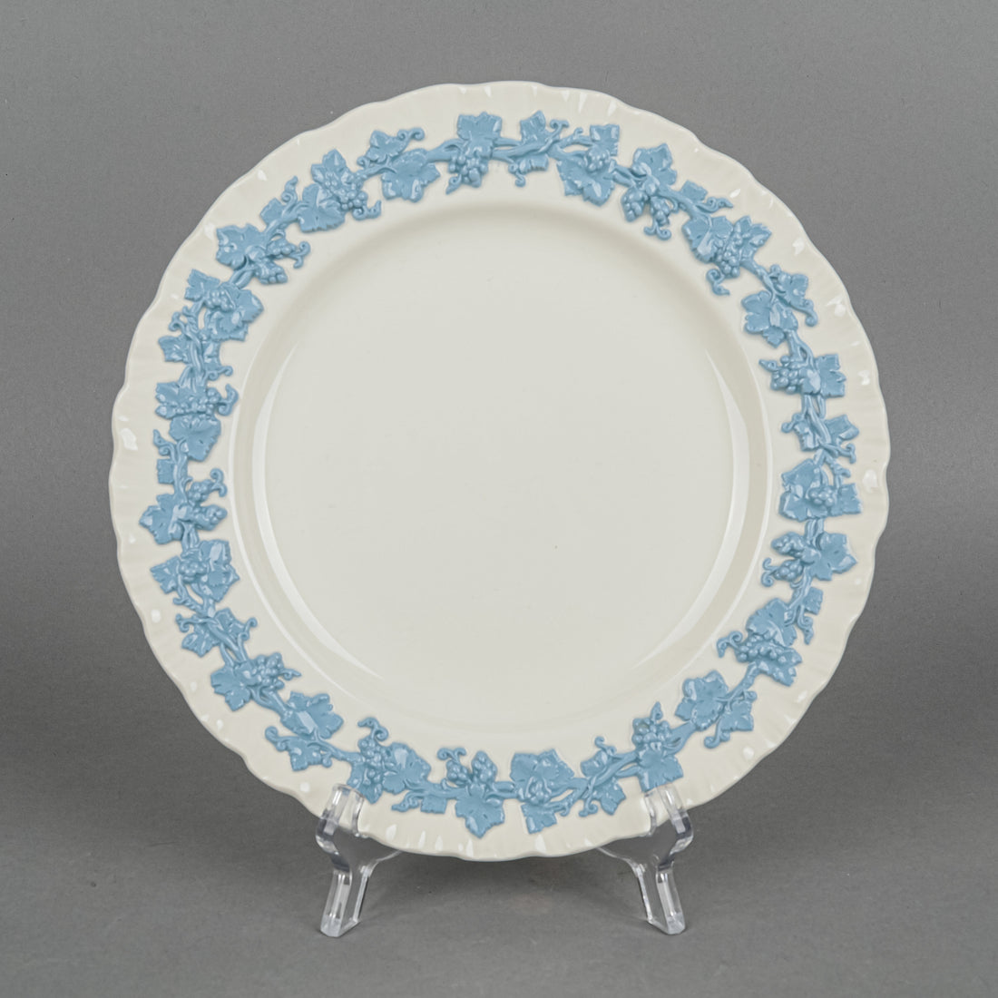 WEDGWOOD Blue On White Embossed Queens Ware Tea & Coffee Set 39 Pieces
